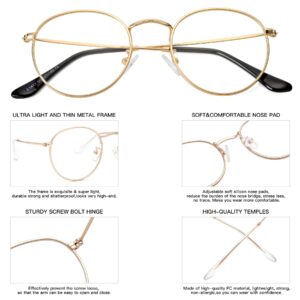 Pro Acme Classic Round Metal Clear Lens Glasses Frame Unisex Circle Eyeglasses (Gold)