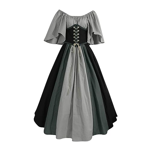 Tuianres Women's Vintage Medieval Dresses with Corset Gothic Punk Off Shoulder Renaissance Dress Cosplay Holloween Costumes Dresses for Women Cheap