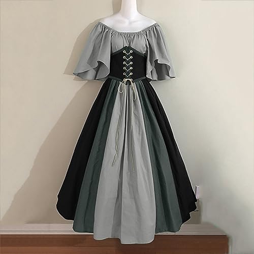 Tuianres Women's Vintage Medieval Dresses with Corset Gothic Punk Off Shoulder Renaissance Dress Cosplay Holloween Costumes Dresses for Women Cheap