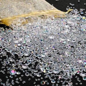 7000 Pieces Vase Filler Bling Bling Diamond The Acrylic Gem Table Scatter Crystals in Four Sizes Table Decorations for Vase Filler Christmas Wedding Birthday Party (AB White)