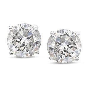 Amazon Essentials 14k White Gold Round-Cut Diamond Stud Earrings (2cttw, J-K Color, I2-I3 Clarity) (previously Amazon Collection)