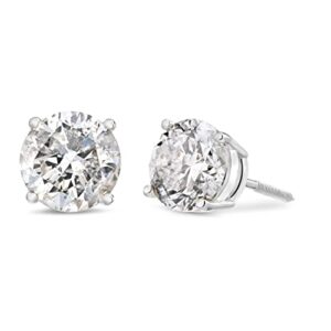 Amazon Essentials 14k White Gold Round-Cut Diamond Stud Earrings (2cttw, J-K Color, I2-I3 Clarity) (previously Amazon Collection)