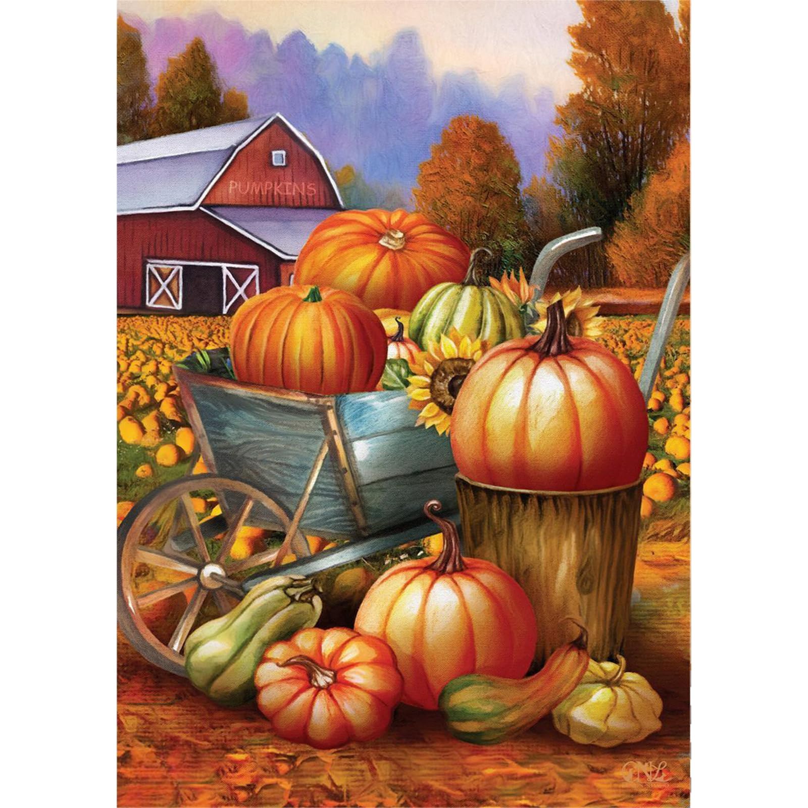 NAIMOER Pumpkin Diamond Art Kits for Adults, Full Drill Fall Pumpkin Harvest Diamond Art Kits, DIY 5D Autumn Diamond Art Landscape Diamond Art Kits Craft for Home Wall Decor 30x40cm