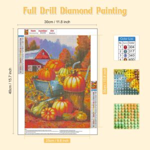 NAIMOER Pumpkin Diamond Art Kits for Adults, Full Drill Fall Pumpkin Harvest Diamond Art Kits, DIY 5D Autumn Diamond Art Landscape Diamond Art Kits Craft for Home Wall Decor 30x40cm