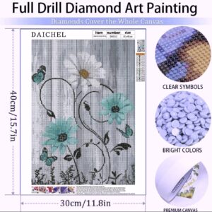 Daisy Flower Diamond Art Painting Kits for Adults - Full Drill Diamond Dots Paintings for Beginners, Round 5D Paint with Diamonds Pictures Gem Art Painting Kits DIY Adult Crafts Kits 12x16inch