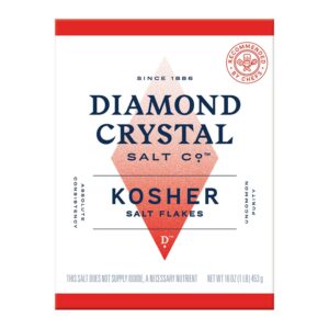 Diamond Crystal Kosher Salt Flakes – Full Flavor, No Additives and Less Sodium - Pure and Natural Since 1886-1 Pound Box