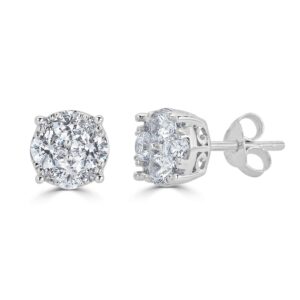 1/4ct women round diamond stud earrings set in sterling silver