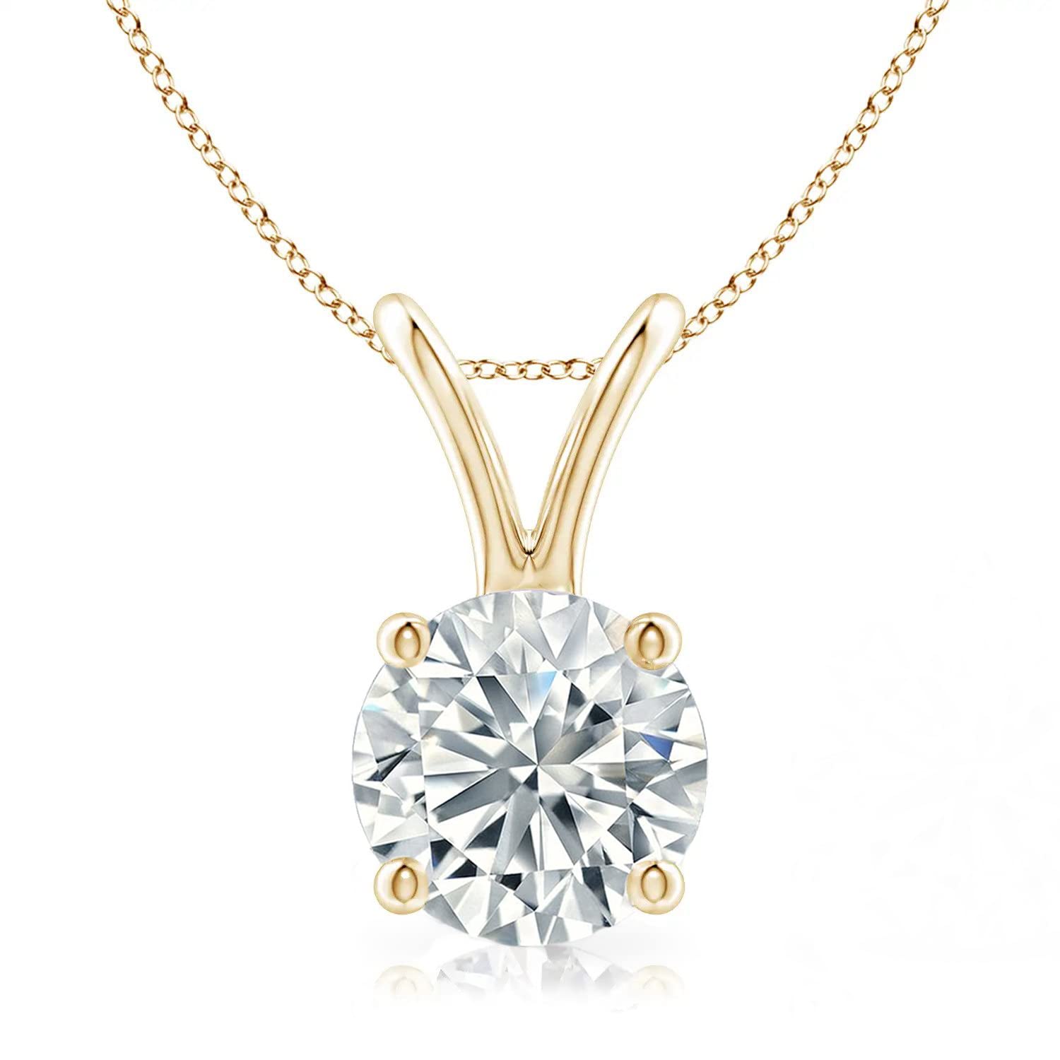 The Diamond Deal .25ct (1/4Cttw) Carat Round Brilliant Solitaire Lab-Grown Diamond Solitaire Pendant Necklace For Women Girls infants in 14k Yellow Gold With 18" Gold Chain