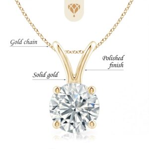 The Diamond Deal .25ct (1/4Cttw) Carat Round Brilliant Solitaire Lab-Grown Diamond Solitaire Pendant Necklace For Women Girls infants in 14k Yellow Gold With 18" Gold Chain