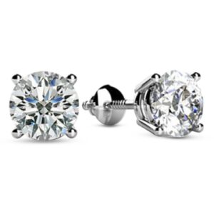 4 carat 14k platinum igi certified lab-grown round diamond earrings 4 prong screw back luxury collection (d-e color, vs1-vs2 clarity)