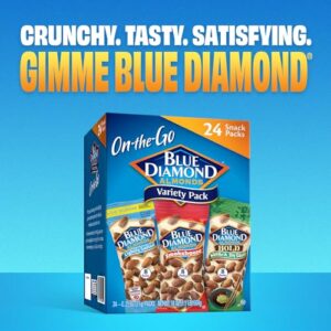 Blue Diamond Almonds Snack Nut Variety Pack for Kids, Office, School, On-the-go, 0.75 oz Gluten Free Individual Packs, Wasabi & Soy Sauce, Lightly Salted, and Smokehouse (Pack of 1,24 Count Total)