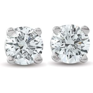 certified 1/2ct natural diamond studs round brilliant cut women's earrings in 14k gold setting