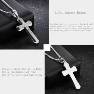 OLEVS Diamond Silver Cross Pendant Necklace Metal Womens Cross Pendant for Women Necklace Small Mens Cross Pendant Necklace Silver Stainless Steel Cross Pendant Necklace for Men Women Girls