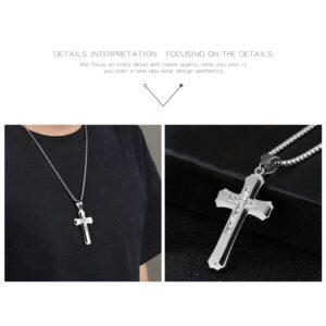 OLEVS Diamond Silver Cross Pendant Necklace Metal Womens Cross Pendant for Women Necklace Small Mens Cross Pendant Necklace Silver Stainless Steel Cross Pendant Necklace for Men Women Girls