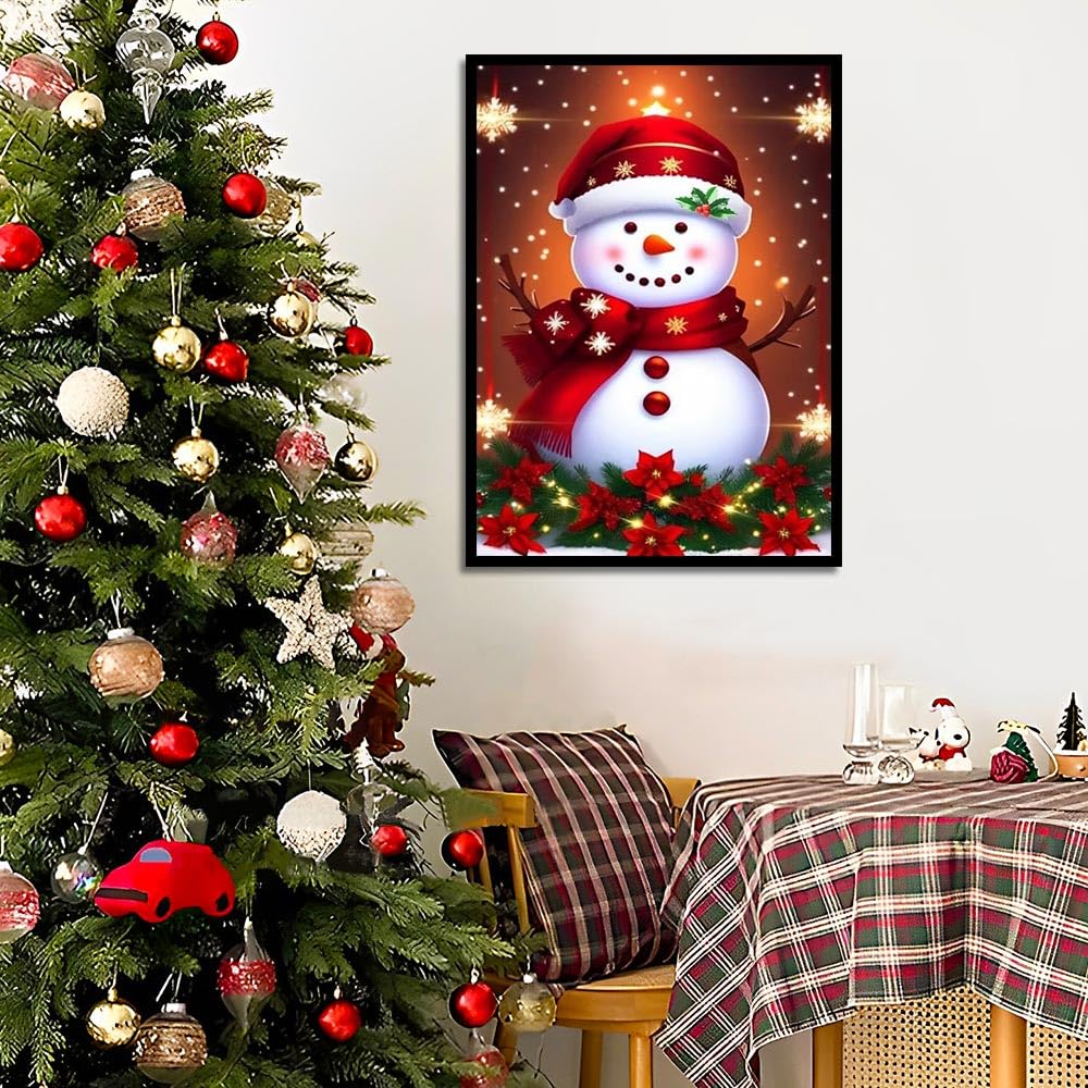 LWZAYS Christmas Diamond Painting Kits, Snowman Diamond Art Kits for Adults, 5d Diamond Painting Kits for Adults,Gem Art with Diamond Painting for Home Wall Decor 12 x 16inch