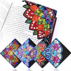 BSRESIN Diamond Art Bookmarks, 4 PCS Cute Diamond Art Bookmarks for Book Lovers, DIY Corner Bookmark Diamond Art Kits for Kids