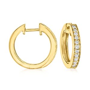 ross-simons 0.25 ct. t.w. diamond hoop earrings with beaded edge in 18kt gold over sterling