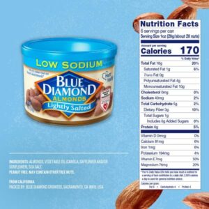 Blue Diamond Almonds, Lightly Salted, Low Sodium, 6 Ounce