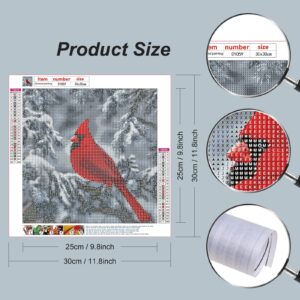 Stalente Diamond Painting Kits for Adults, Cardinal 5D DIY Diamond Art Kits for Beginners Round Full Drill Diamond Painting for Home Wall Decoration Gift 12×12inch, Birds