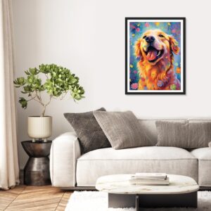 RICUVED Diamond Art Kits for Adults, Dog Diamond Art Kits Full Drill 5D Animal Diamond Art, Golden Retriever Gem Dots Art and Crafts for Gift Home Wall Decor 12x16 Inch/30x40cm