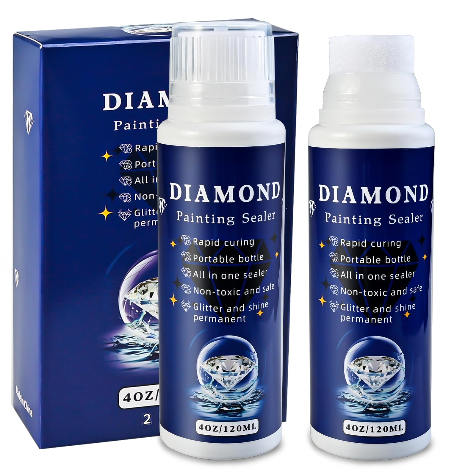 Faburo 2-Pack Diamond Painting Protectant Sealer Brightener(120ml*2), 8OZ Diamond Painting Accessories Glue for Diamond Painting and Puzzles, Diamond Art Sealer Permanent Hold & Shine Effect