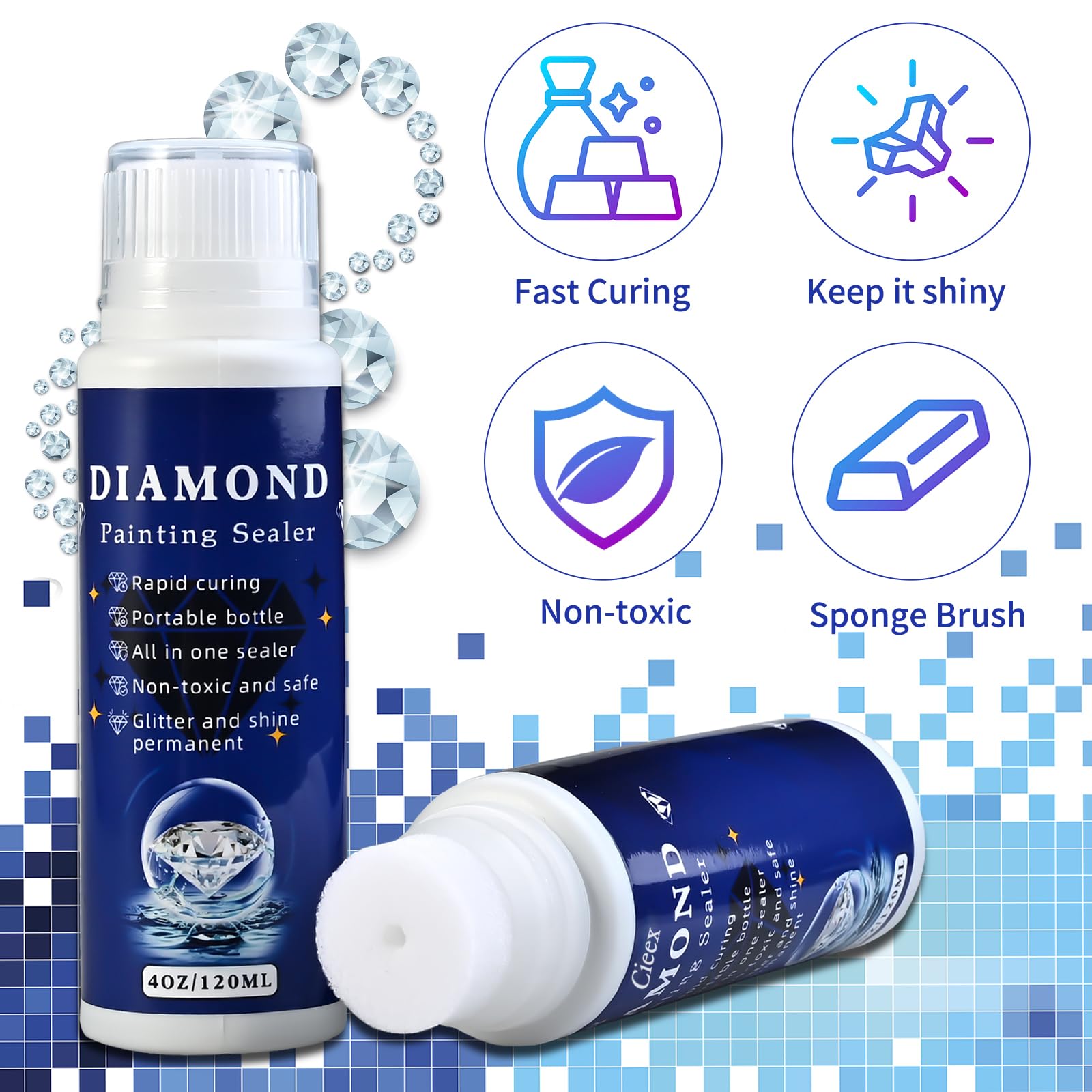 Faburo 2-Pack Diamond Painting Protectant Sealer Brightener(120ml*2), 8OZ Diamond Painting Accessories Glue for Diamond Painting and Puzzles, Diamond Art Sealer Permanent Hold & Shine Effect