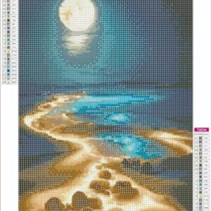 Moon Diamond Painting Kits for Adults,Moon Beach Diamond Art Kits Full Drill Crystal Rhinestone Diamond Embroidery Craft Kits for Home Wall Decor Inch12X16