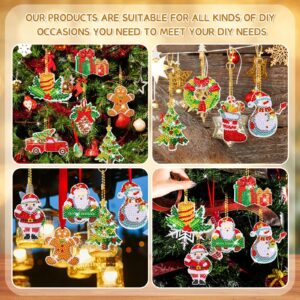 12 Pieces Christmas Diamond Painting Keychain 5D DIY Diamond Painting Kit Christmas Hanging Diamond Art Kits Diamond Art Christmas Ornaments for Kids Christmas Crafts Family Decor (Santa Style)