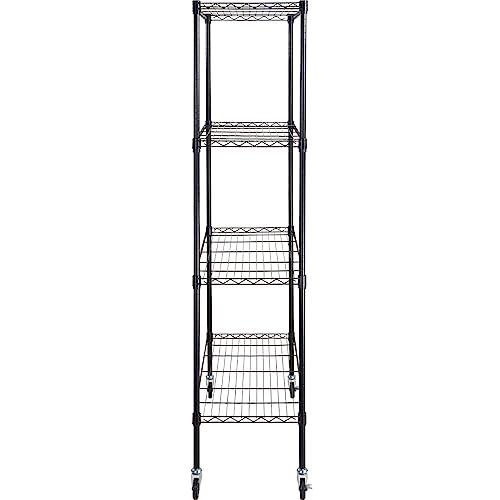 VEVOR Storage Shelving Unit, 4-Tier Adjustable Storage Shelves, 48" L x 18" W x 74" H Garage Storage Shelves, Metal Shelves with Wheels for Kitchen Pantry Basement Bathroom Laundry