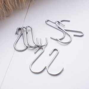 Remzly 30 Pack S Hooks for Hanging Kitchen Utensils, Clothes, Plants, Pots and Pans - 2.4” Small Silver Utility Hangers for Closet, Wire Shelving, Garage, Garden