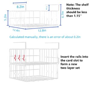 Couwilson 𝐔𝐧𝐝𝐞𝐫 𝐒𝐡𝐞𝐥𝐟 𝐁𝐚𝐬𝐤𝐞𝐭 Storage 2Pack - 12.6in Metal Under Cabinet Shelf, Hanging Wire Basket Shelves, Undershelf Storage Basket for Kitchen Pantry Bookshelf