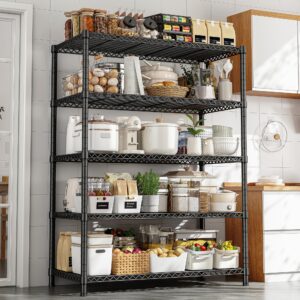 REIBII 5-Shelf Wire Shelving,Storage Shelves Metal Shelves for Storage,71’’H Adjustable Garage Shelving Heavy Duty Storage Rack Pantry Shelf Kitchen Shelving,71’’H X35.4’’W X13.7’’D