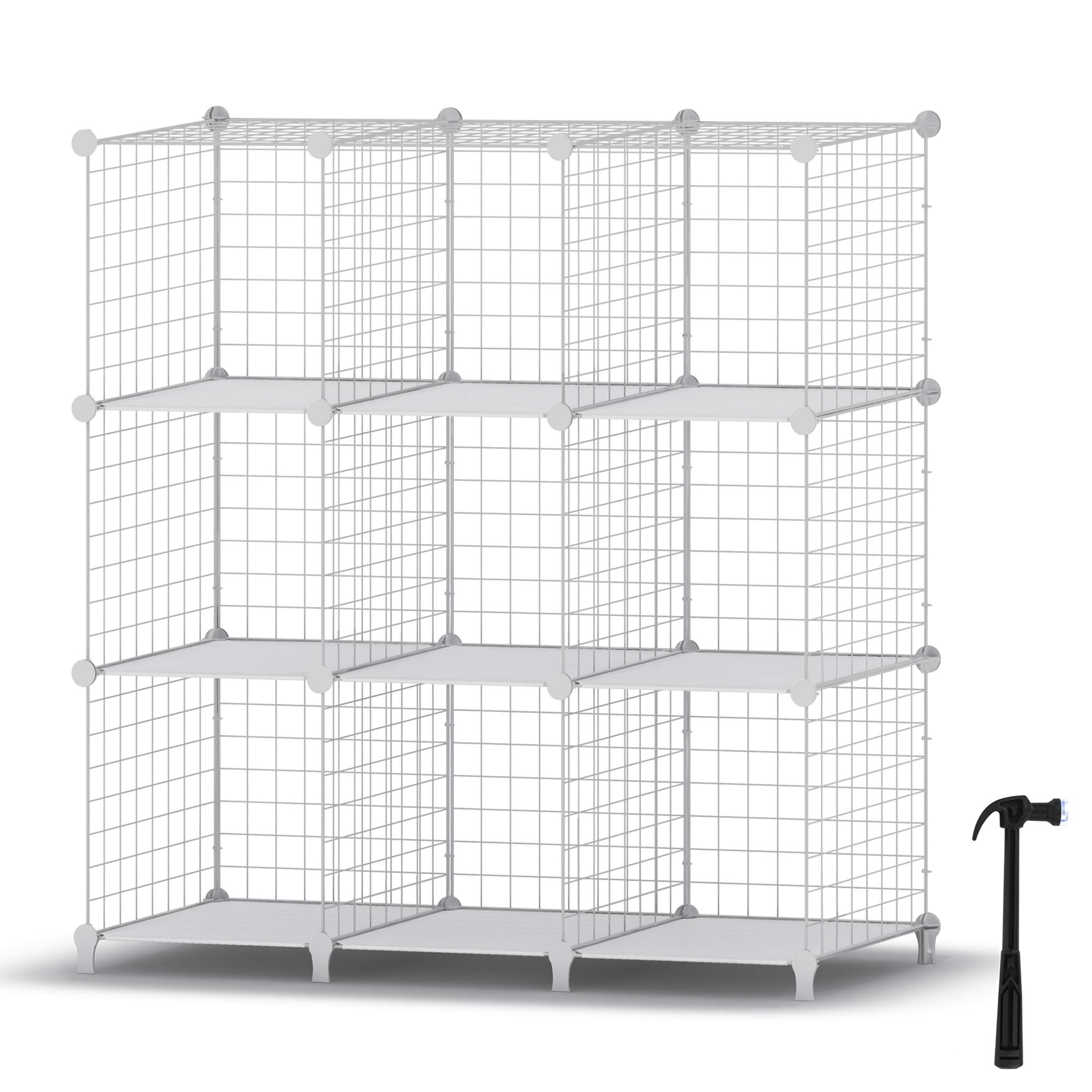 HOMIDEC Wire Cube Storage, Storage Shelves 9 Cube Bookshelf Bookcase Closet Organizer and Storage, Wire Storage Shelves Multi-Use DIY Storage Cube Shelf for Books, Toys, Clothes, Tools