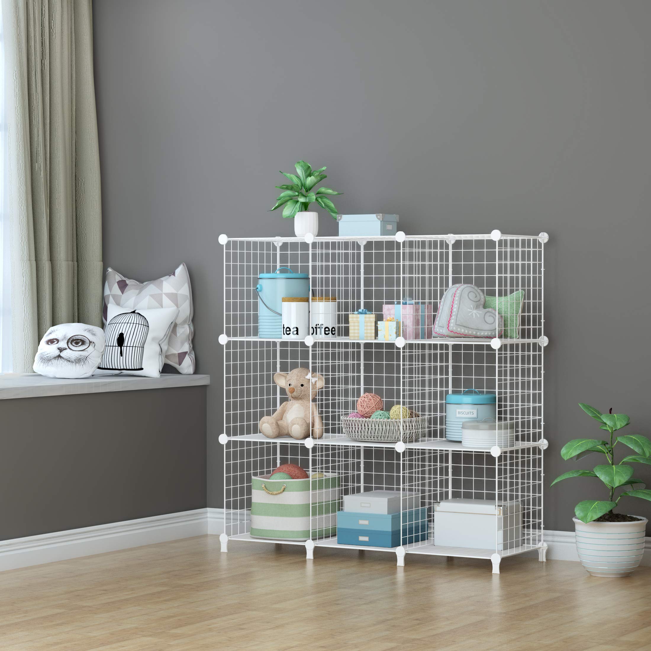 HOMIDEC Wire Cube Storage, Storage Shelves 9 Cube Bookshelf Bookcase Closet Organizer and Storage, Wire Storage Shelves Multi-Use DIY Storage Cube Shelf for Books, Toys, Clothes, Tools