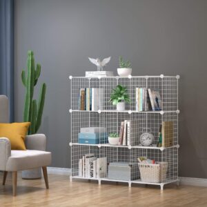 HOMIDEC Wire Cube Storage, Storage Shelves 9 Cube Bookshelf Bookcase Closet Organizer and Storage, Wire Storage Shelves Multi-Use DIY Storage Cube Shelf for Books, Toys, Clothes, Tools