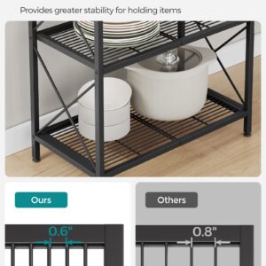 SONGMICS 5-Tier Metal Storage Rack, Shelving Unit with X Side Frames, Dense Mesh, 12.6 x 23.6 x 57.3 Inches, for Entryway, Kitchen, Living Room, Bathroom, Industrial Style, Ink Black UBSC165B01