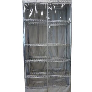 Formosa Covers Premium Clear Front Wire Shelf Cover Grey - Heavy-Duty Storage Solution for Wire Rack Cover (30”Wx14”Dx60”H) - Waterproof PVC, Water/Dust Resistant Fabric, Multi Zipper (Cover Only)