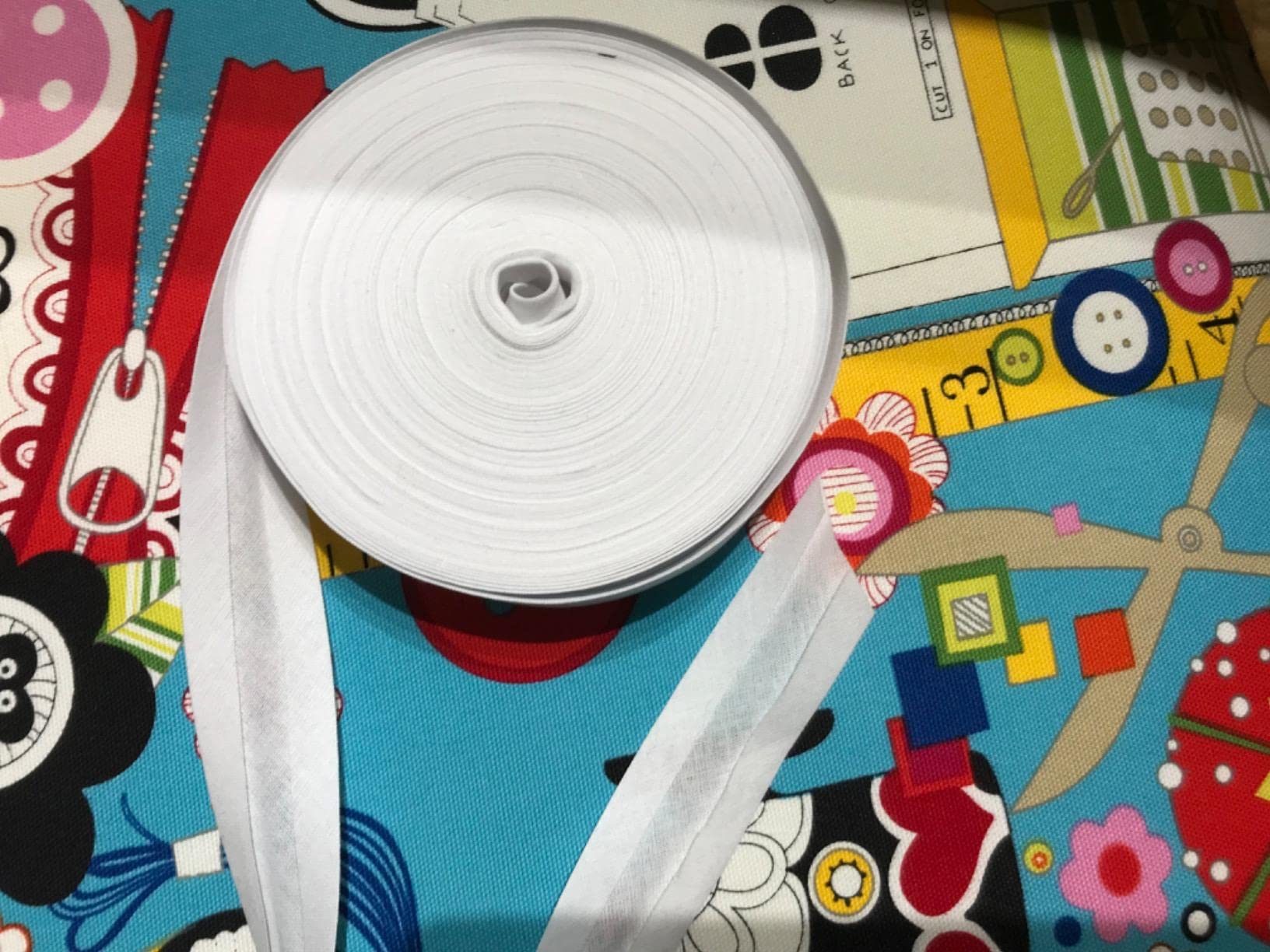 Mangocore Cotton Bias bindnig Tape,Size: 25mm, Width:1",2.5cm,30yds, DIY Garment Accessories wholesales (White)