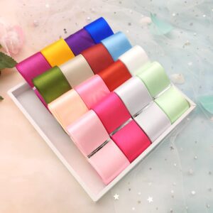 JESEP YONG 1 1/2" Single Face Satin Ribbon Assortment-100 Yards 25 Colors- Fabric Bulk Craft Ribbon for Gift Wrapping, Bow,Craft, Wreath,Binding Blanket (Multi-Color)