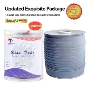 Bias Tape, Bias Tape Double Fold 1 Inch Continuous Bulk Bias Tape for Sewing, Quilting, Binding, Hemming, Apparel Craft, Polyester, Non-Stretch (Gray, 25mm, 55 Yards)