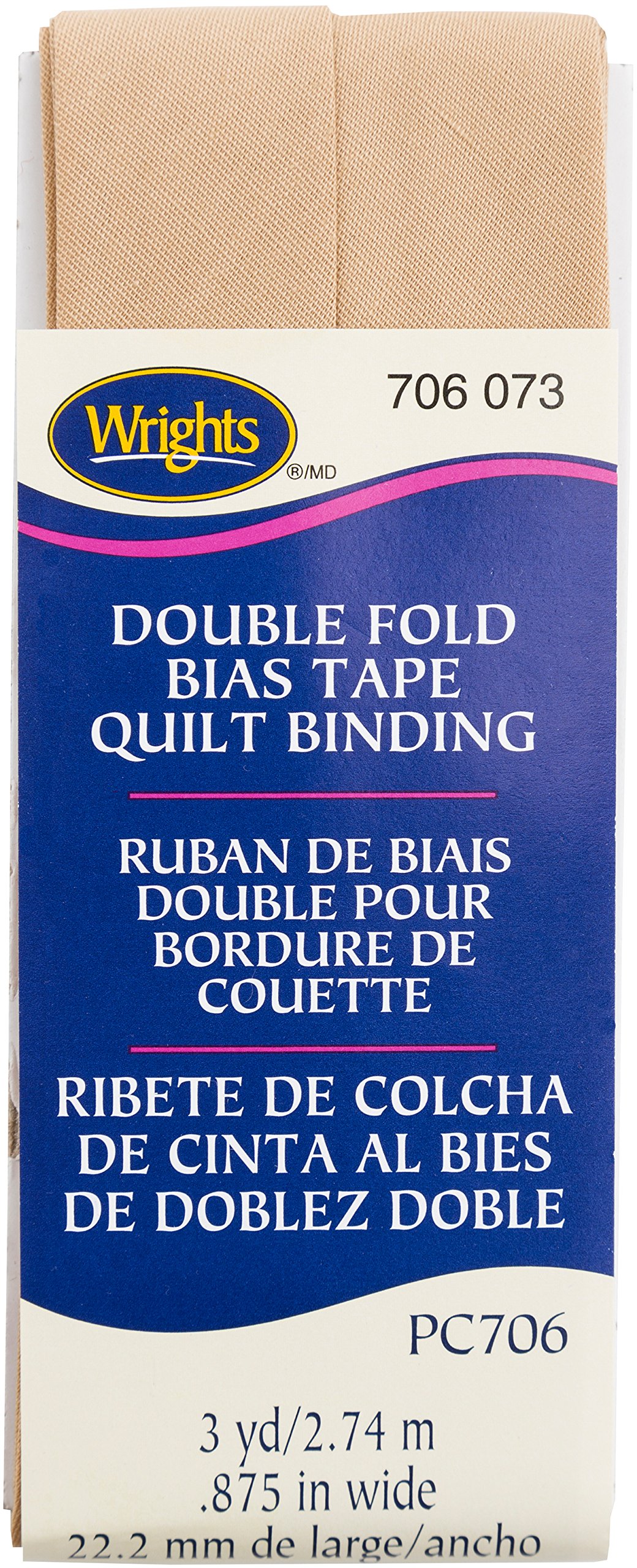 Wrights Tan Double Fold Quilt Binding 7/8" X3yd