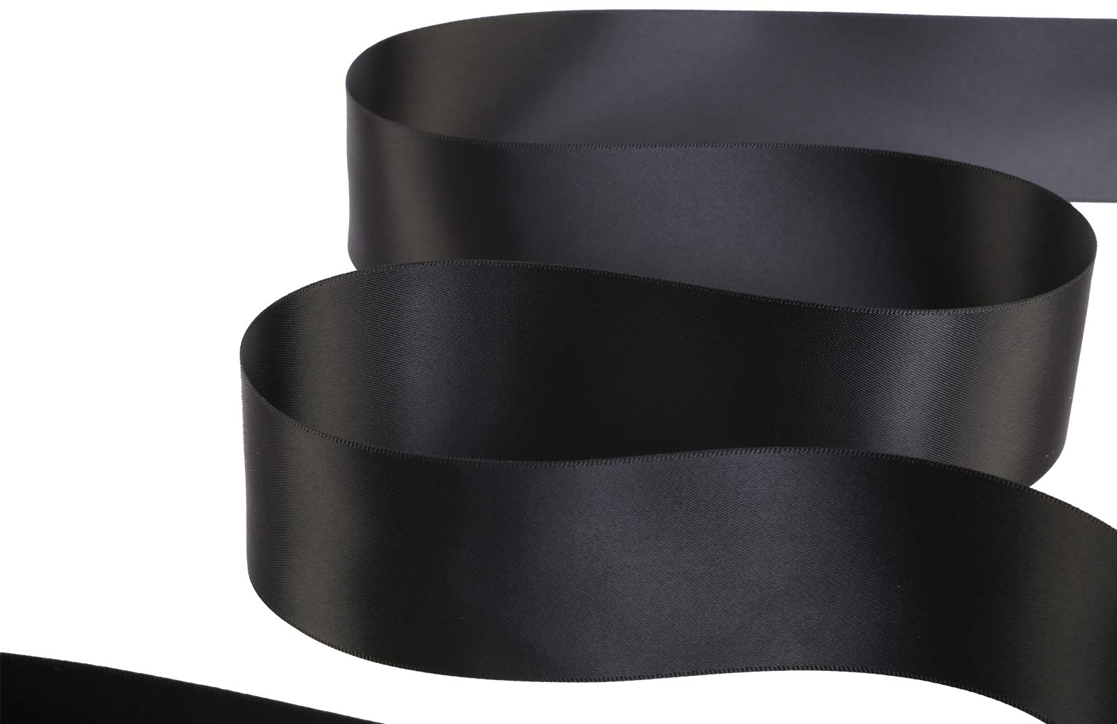 Ribbonitlux 2" Wide Double Face Satin Ribbon 25 Yards (030-Black）, Set for Gift Wrapping, Party Decor, Sewing Applications, Wedding and Craft