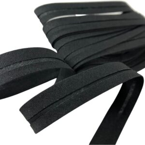 Single Fold Bias Tape 0.5inx5yards Polyester Fabric Quilt Binding Ribbon for Sewing, Quilting, Piping, Seaming, Hemming, DIY Craft Repair Replace Home Garment Accessories (Black)