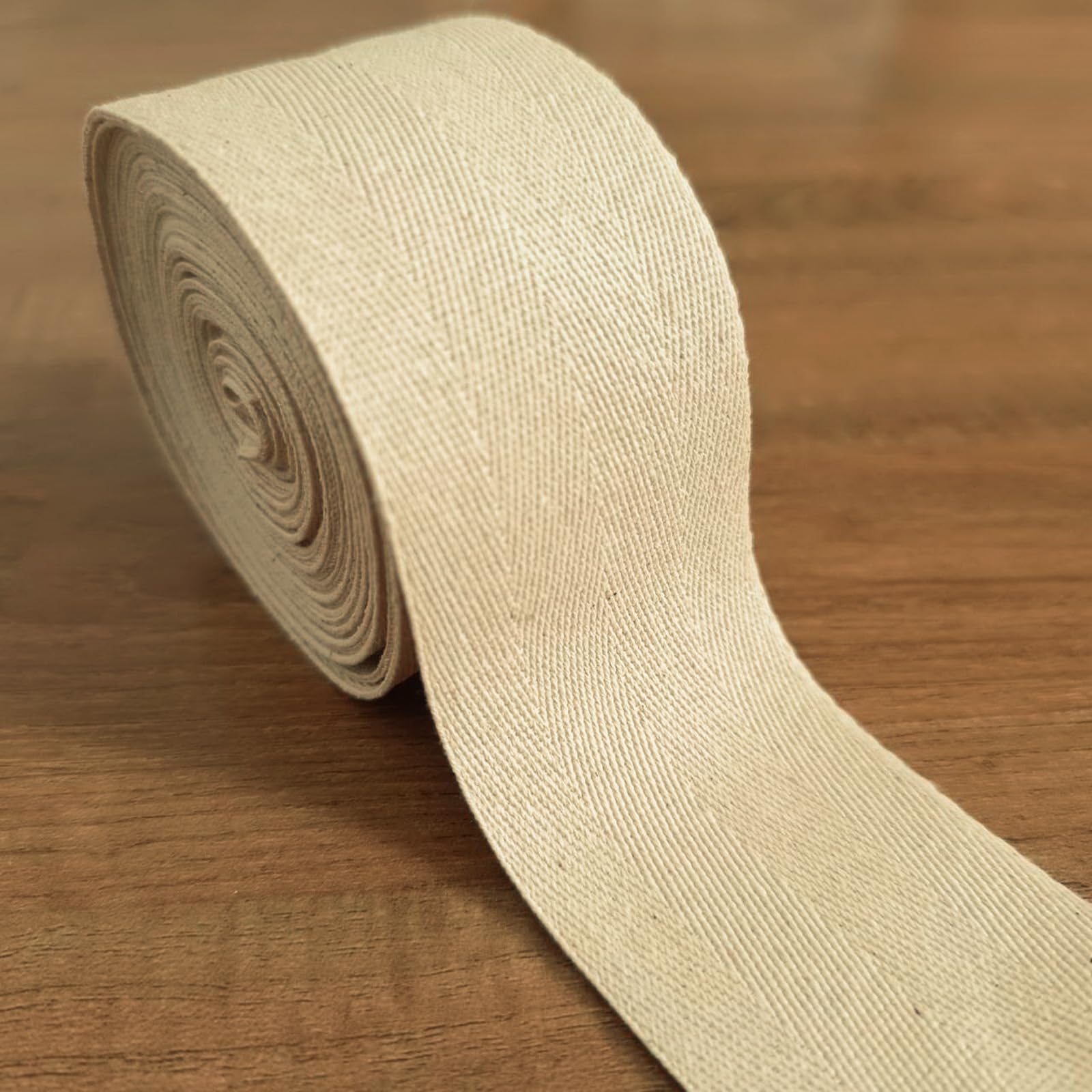 Cotton Twill Tape 2inchx5yards Herringbone Webbing Strapping Natural Beige Bias Tape, Ribbon, Binding Ideal Strap Sewing, Book Binding, Cloth - Fabric Ribbon Seam Binding Gift Wrapping Home Decoration