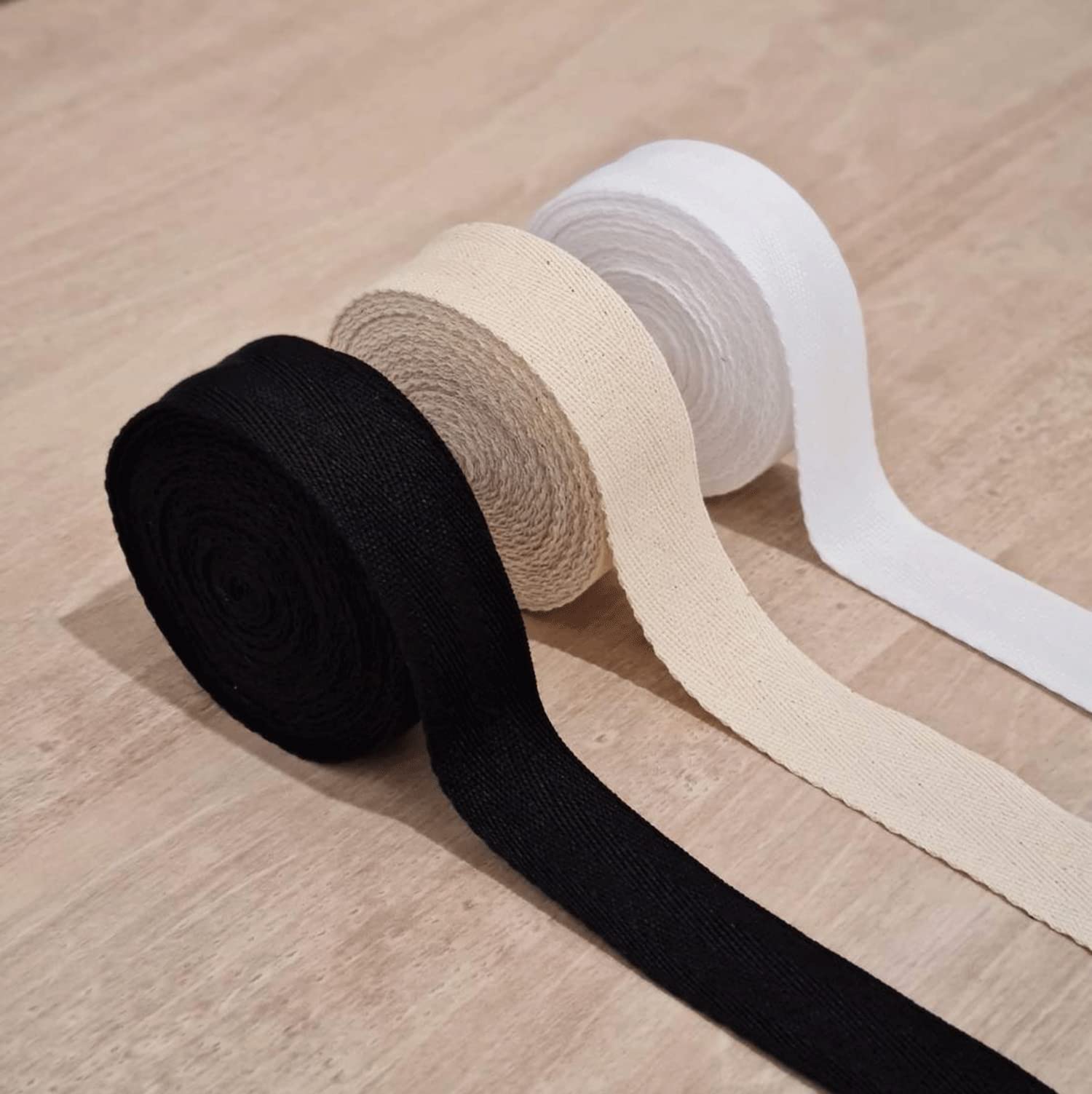 Losita 1 inch X 5 Yards Natural Cotton Twill Tape Herringbone Soft Fabric Webbing Strap Ribbon, Bias Binding for Sewing Gift Wrapping DIY Cloth Bag Holders Blanket Edge Supplies (Black)