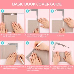 CYFUN DESIGN 5-in-1 Book Cover Guide to Create Sturdy Chipboard Covers,Bookbinding Ruler,Stainless Steel Metal Bookbinding Cover Tool,Scrapbooking Tools Arts Crafts,Scrapbook Cover Maker