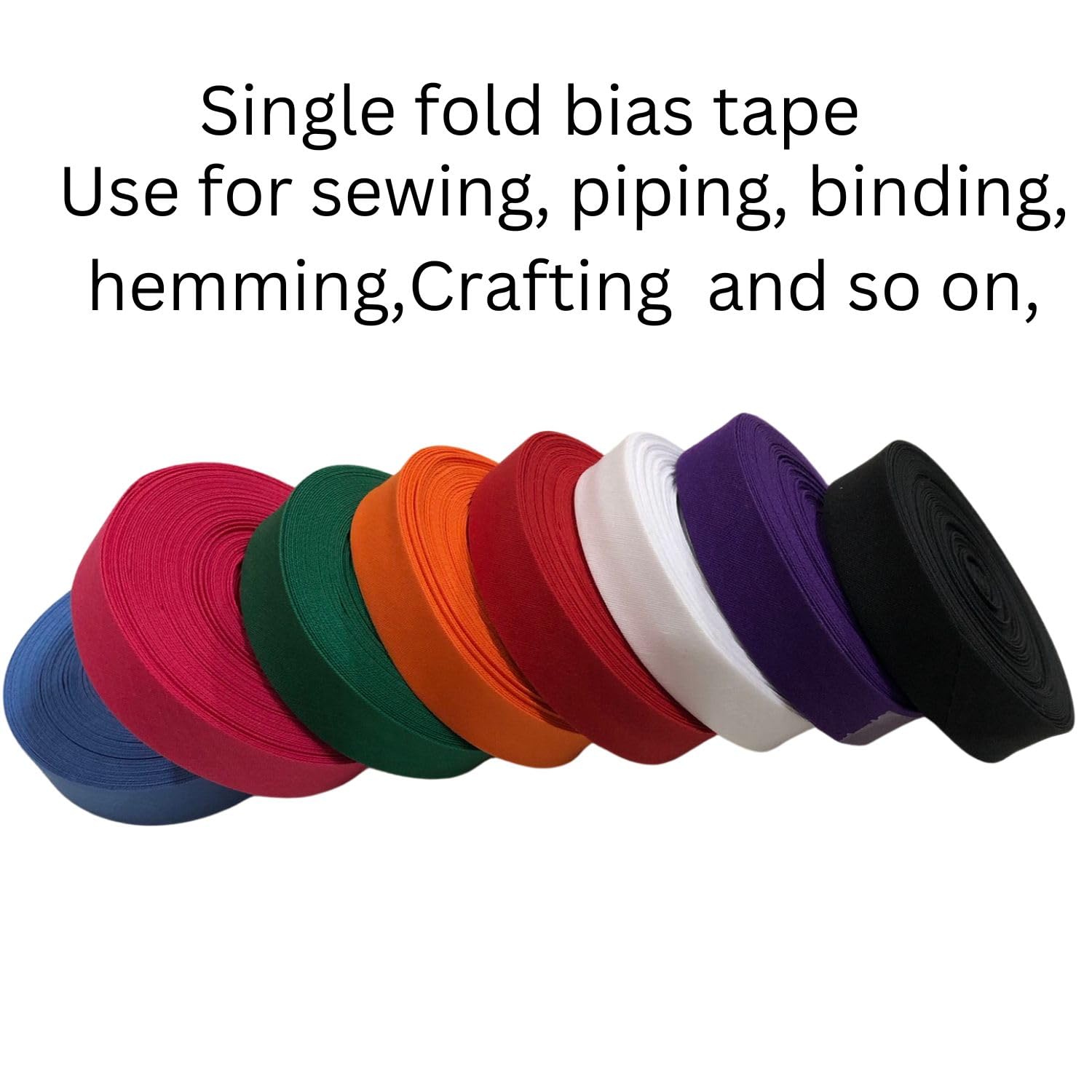 Bias Tape Single Fold 1/2 Inch X 10 Yard Polyester for Sewing Craft Binding Tape Hemming Sewing Seaming Piping Quilting Clothing Accessories Wrapping Crafts Cord Trim (Green)