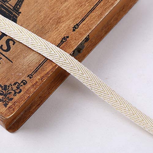 Abbaoww 50 Yards Cotton Twill Tape Ribbon 1/2 Inch, Soft Natural Webbing Tape Herringbone Tape for Sewing DIY Craft, Beige