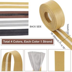 PH PandaHall 8.7 Yard PU Leather Trim 4 Colors Fold Over Trim Single Folded Bias Tape Binding Straps for Sewing Quilting Seaming Binding Hemming Piping Crafts Chair Decoration, 0.79 Inch