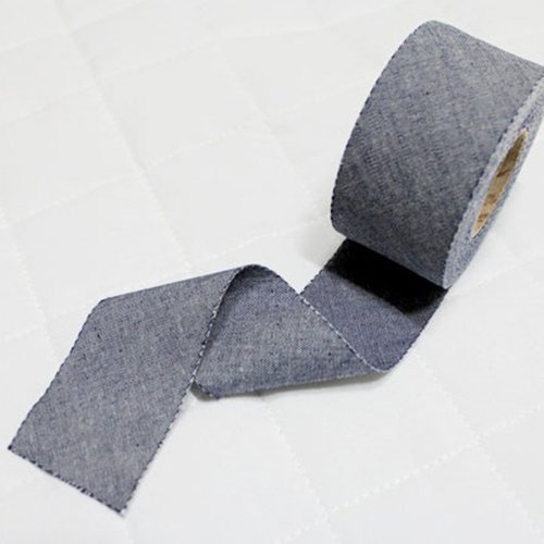 Bias Tape Binding Pre Dyeing Cotton Trim 4cm Solid Bias Cut (Denim Blue)